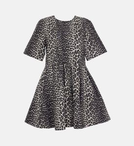 Leopard-print Short-sleeve Mini Dress