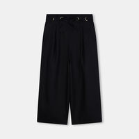 Linen Logo-embroidery Wide Leg Pants