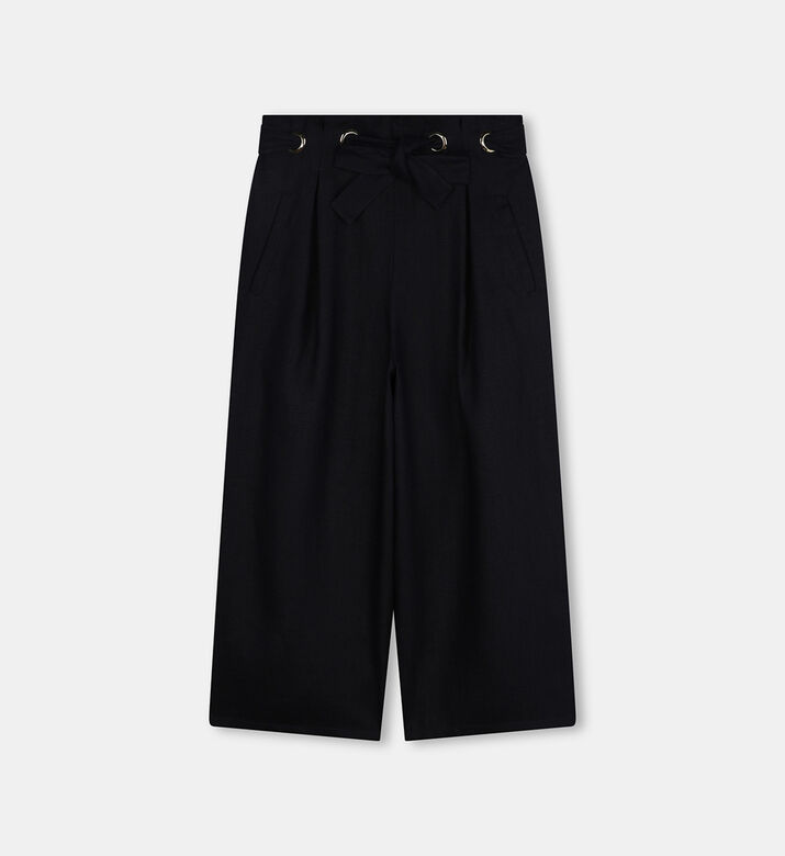 Linen Logo-embroidery Wide Leg Pants