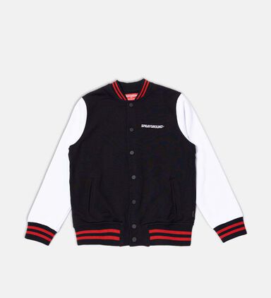 Embroidered Logo Tipped Varsity Jacket