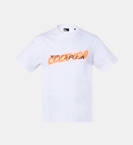 تي شيرت واتس إز نوار قطن بياقة مستديرة