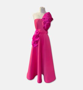 Savanna One-shoulder Leaf Appliqu&eacute; Maxi Dress, Pink, S, Packshot View