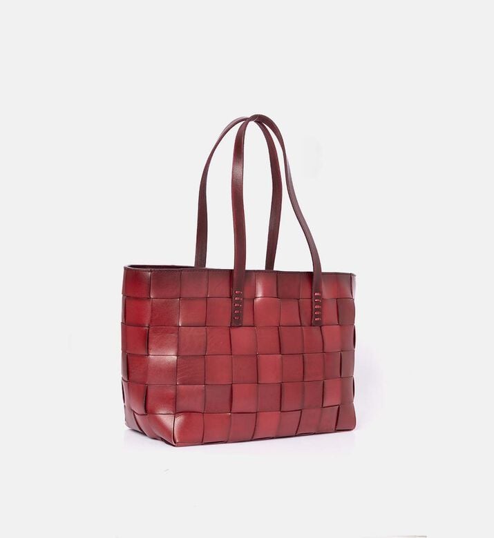 Dragon Diffusion Japan Handwoven Leather Tote Bag, Burgundy, Packshot View