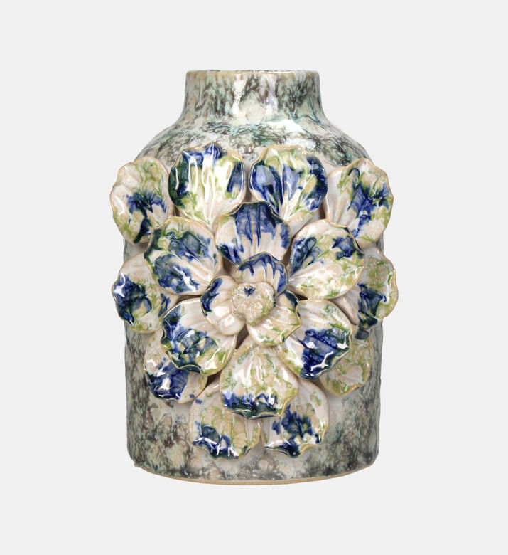 مزهرية منقوشة بأزهار 14×13×18.5 سم