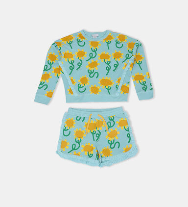 Sunflower-print Sweatshirt Short Set