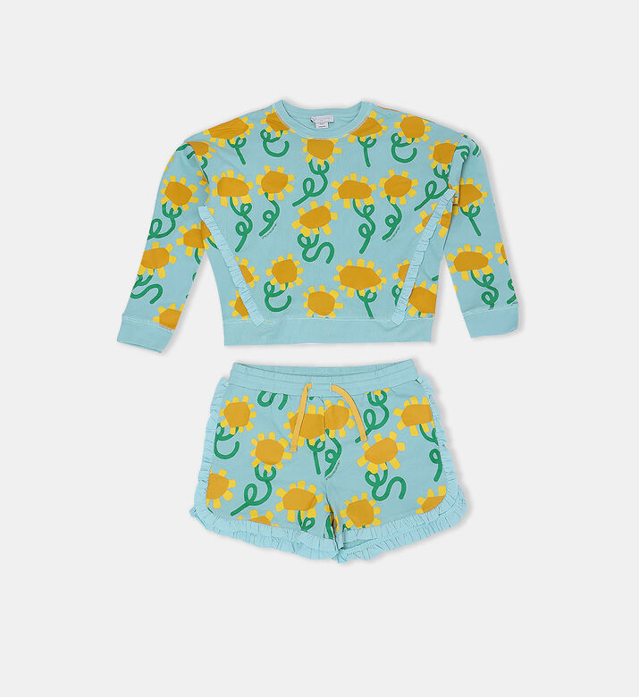 Sunflower-print Sweatshirt Short Set