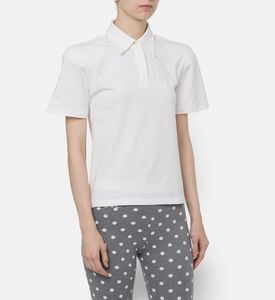 Rowen Rose Puff Sleeve Button Placket Polo, Model View