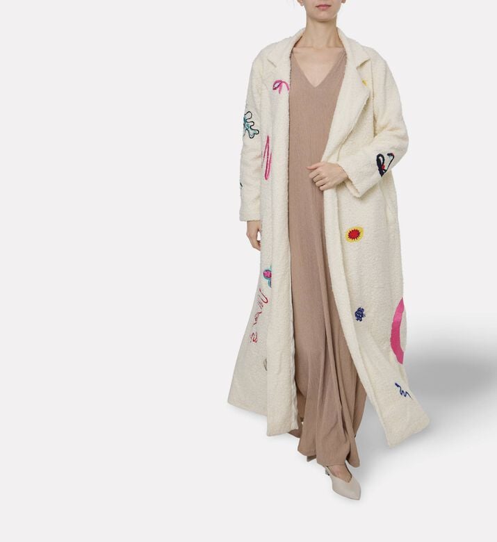 Dalia Al Azem Multi-colored Embroidered Motifs Canvas Abaya, Model View