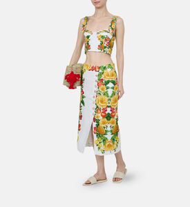 بلوزة بأزهار بيكنيك بتطريز بارز ومطاط لاستك