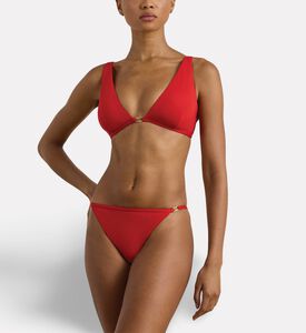 Ralph Lauren Tall Triangle Bikini Top, Red, 10, Model View