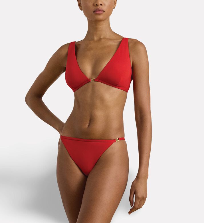 Ralph Lauren Tall Triangle Bikini Top, Red, 10, Model View