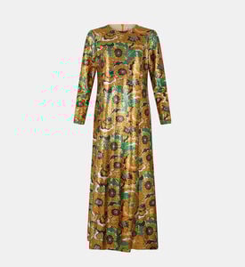 Floral Sequin Long-sleeve Midi Dress Floral Sequin Long-sleeve Midi Dress