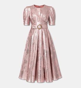 Poca and Poca Floral Brocade Puff Sleeves Dress, Packshot View