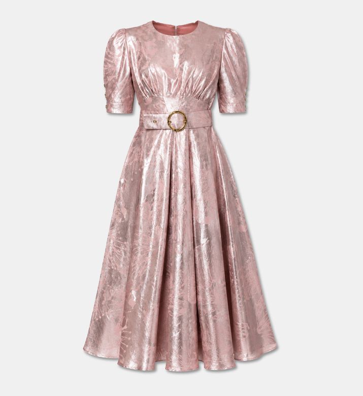 Poca and Poca Floral Brocade Puff Sleeves Dress, Packshot View