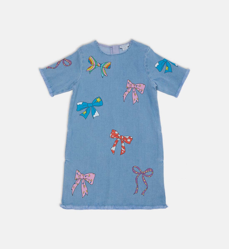 Bow-print Short-sleeve Dress