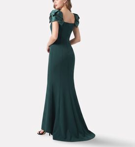 Savanna Leaf Appliqu&eacute; Off-shoulder Gown, Green, Xl, Model View