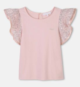 Sequin Sleeve Embroidered Logo Top