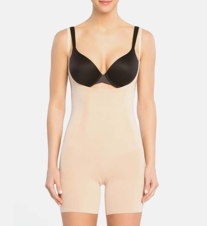 Open Bust Mid Thigh Body Suit