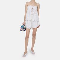 Linen Flowers Richelieu Sleeveless Blouse