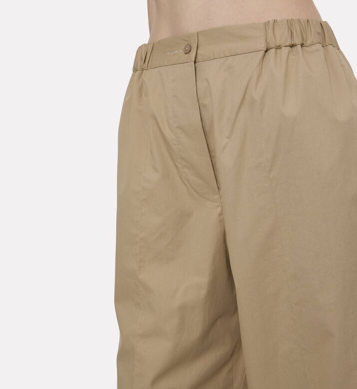 Patou Elasticated-waist Wide-leg Pants, Beige, 36, Model View