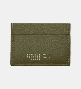 Camille Fournet Alligator Taurillon Round Scale Cardholder, Khaki, Packshot View