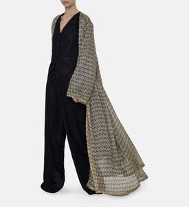 BARG Sheer Gold-threaded Lace Abaya, Model View