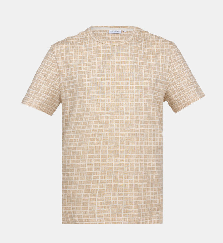 Cotton Checkered Crewneck T-shirt