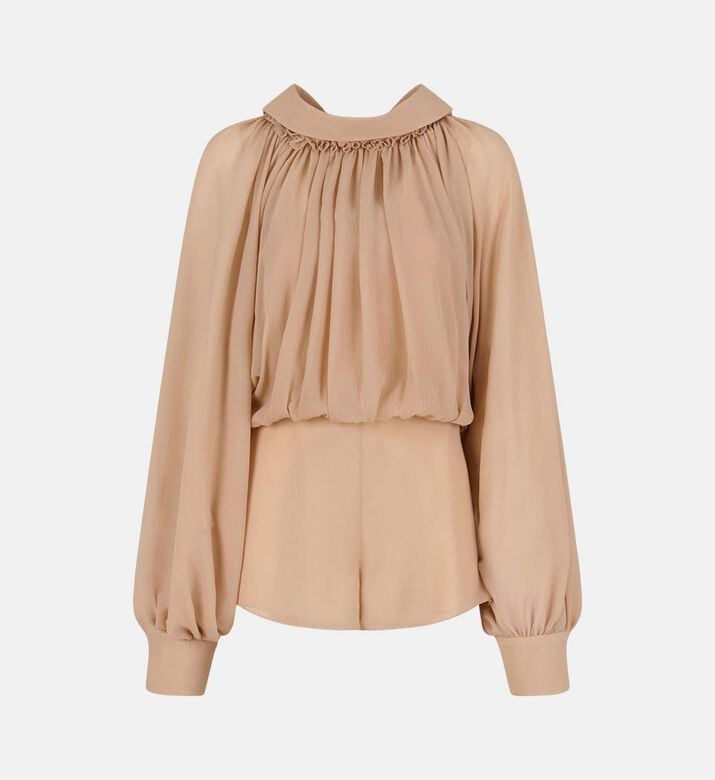 Pleats Design Long-sleeve Jumpsuit