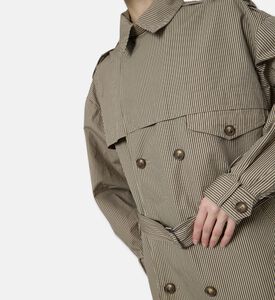 Isabel Marant Pinstripe Belted Outerwear Jacket, Model View