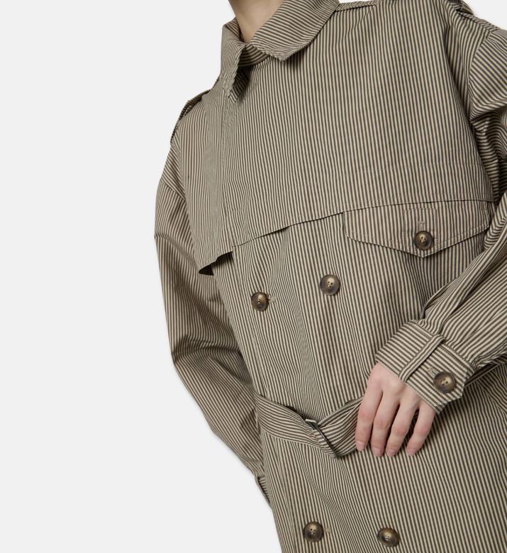 Isabel Marant Pinstripe Belted Outerwear Jacket, Model View