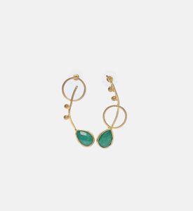 Curvy Gold-plated Jade Stones Earrings