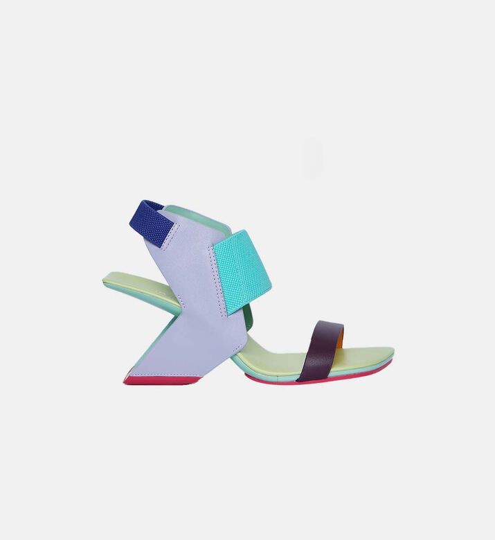 Sculptural Heel Square Toe Sandal