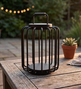 Villeroy and Boch Bangkok Aluminum Short Lantern Lamp, Black, Packshot View