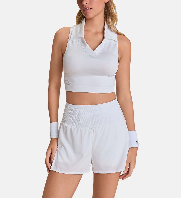 LIVE! Polo-style Cropped Top, White, S, Model View LIVE! Polo-style Cropped Top, White, S, Model View