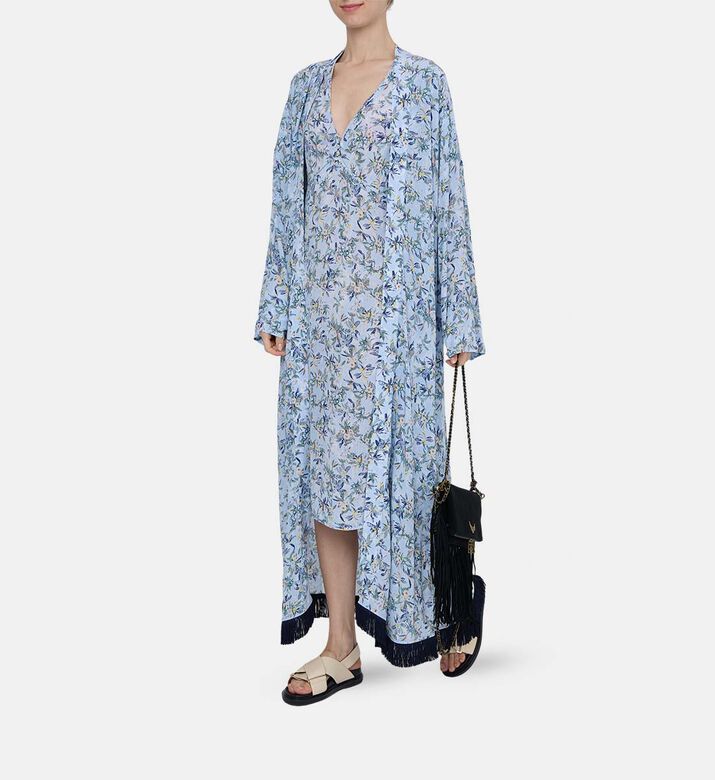 Flower Fringe Trim Kimono