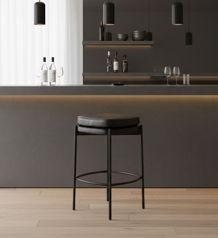 Home Deco and More Griffin Plywood Bar Stool, Black, Packshot View Home Deco and More Griffin Plywood Bar Stool, Black, Packshot View
