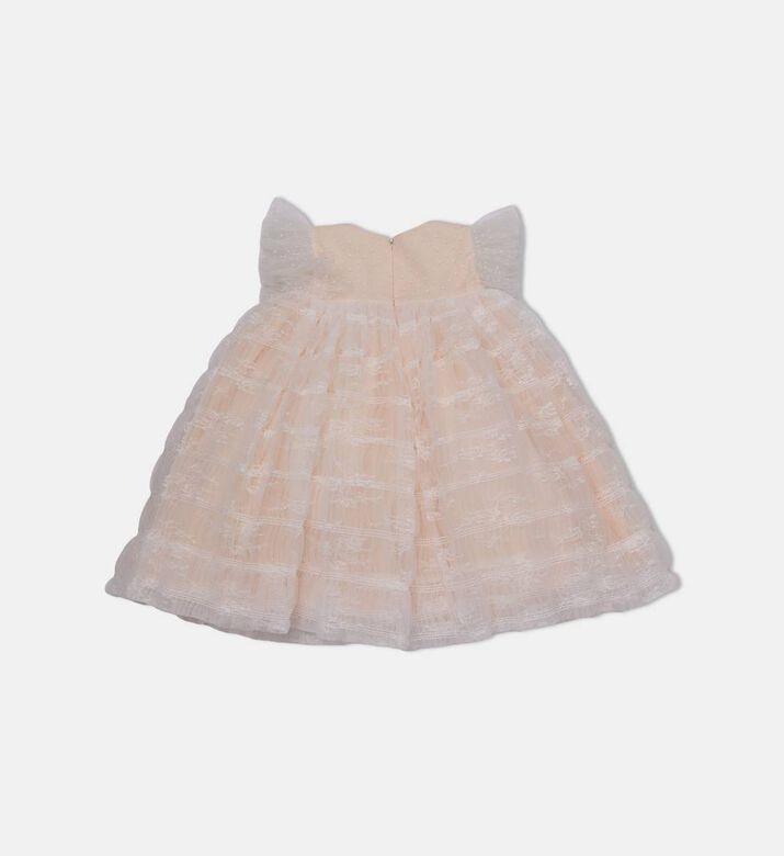 فستان بياقة مستديرة مطرز بأزهار