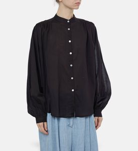 Mes Demoiselles Celeste Button-up Blouse, Black, S, Model View