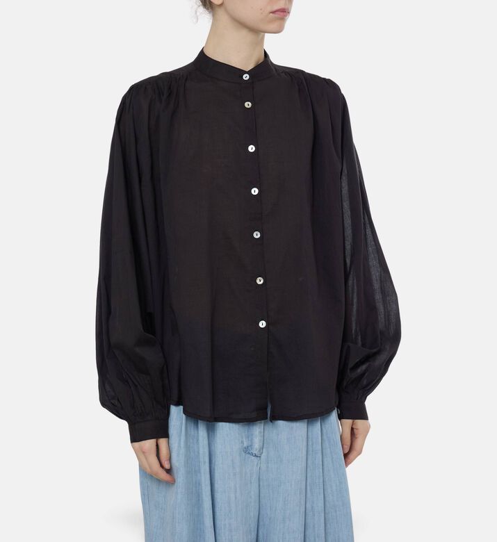 Mes Demoiselles Celeste Button-up Blouse, Black, S, Model View