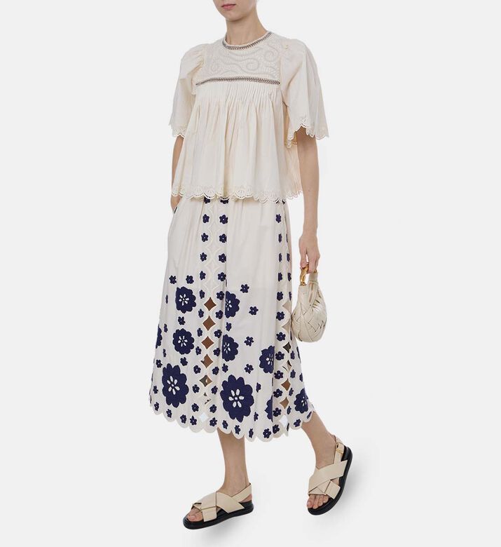 High-waisted Flared Midi Skirt