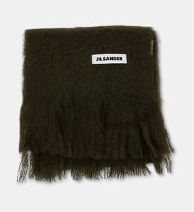 Jil Sander Fringed Mohair-blend Scarf, Green, Packshot View