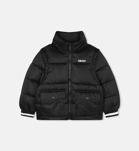 جاكيت منفوخ طويل الأكمام بياقة عالية