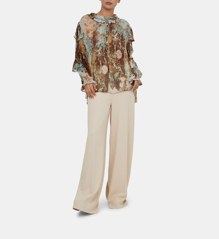 Wide-legged Cut-out Detail Pants