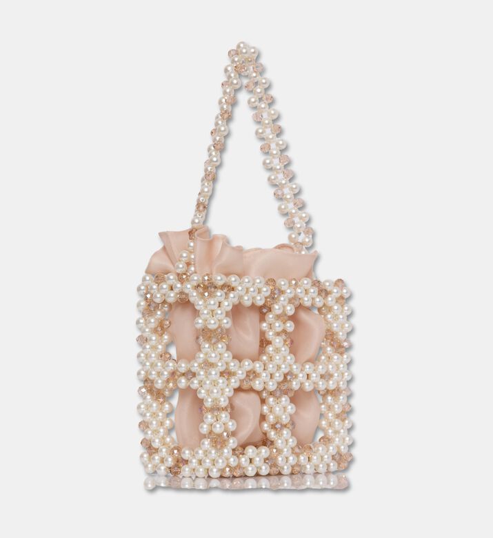 0711 Tbilisi Beaded Bucket Evening Bag, Champagne, Packshot View