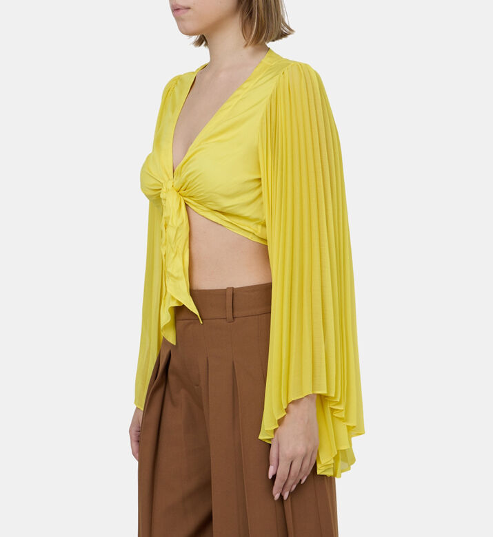 بلوزة روشيل بأكمام مطوية قصيرة