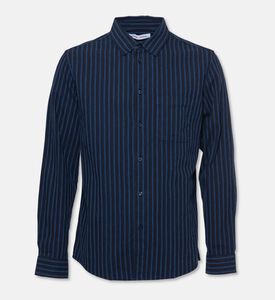 Samsoe Stripe-print Button Closure Regular-fit Shirt, Blue, L, Packshot View