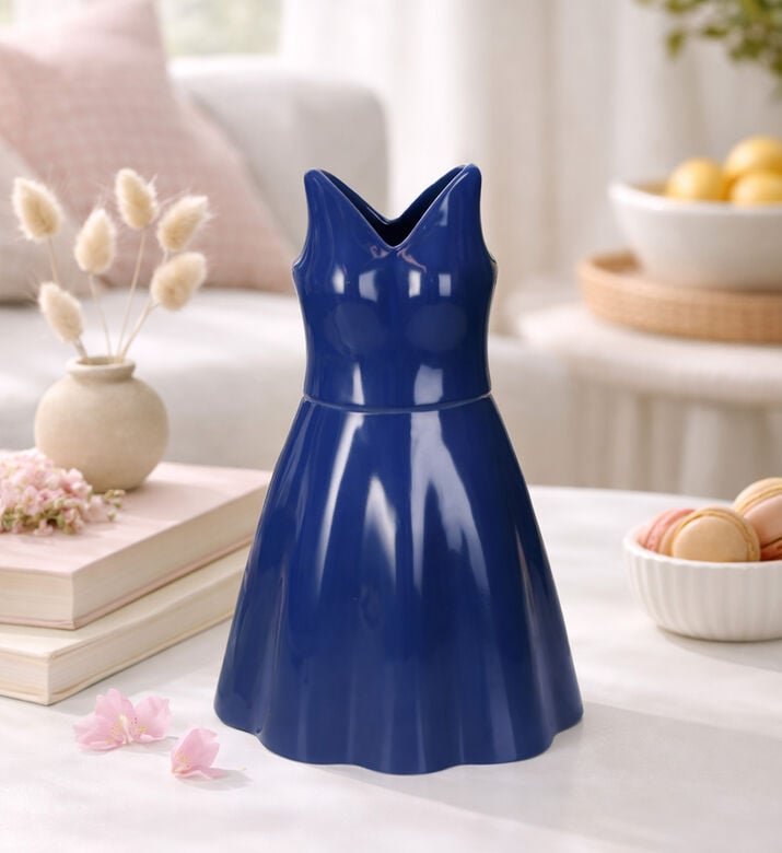 Kersten Dress-shaped Fine Earthenware Vase &ndash; 22.5x16.3x34cm, Packshot View