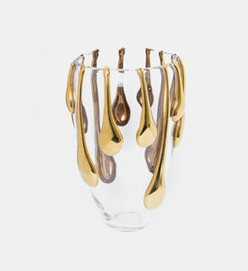 مزهرية بطلاء ذهبي سائل من كريستال