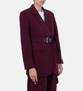 Ganni Waist Belt Long-sleeve Blazer, Model View