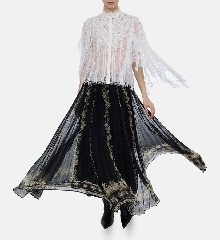 Alice and Olivia Katz Floral-print A-line Maxi Skirt, Model View